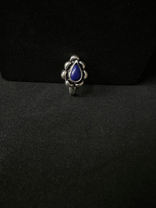 Blue stone nose pin