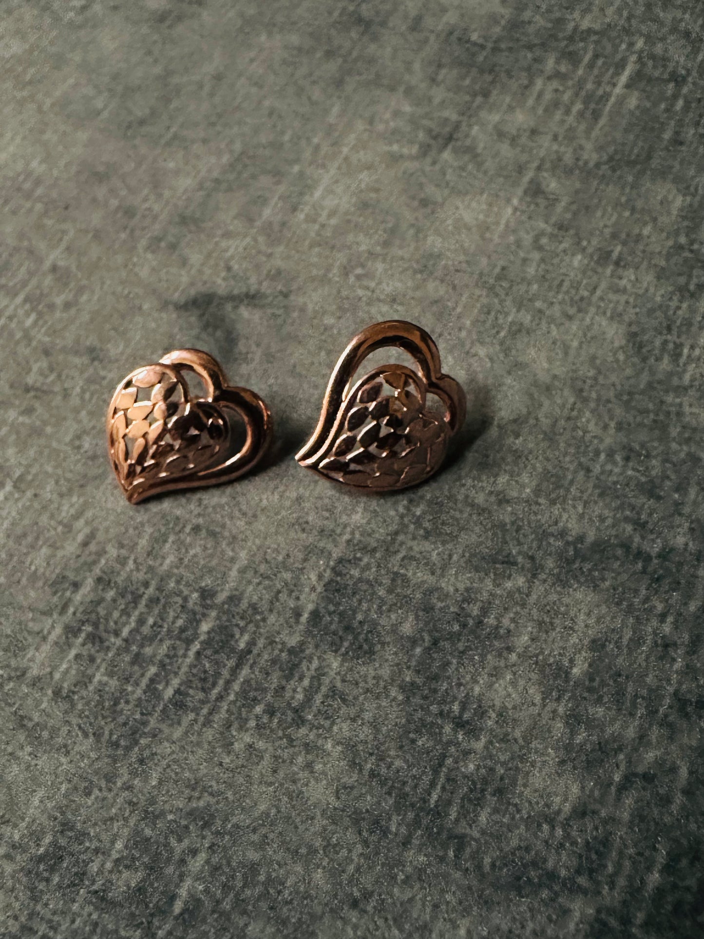 Rose gold heart studs