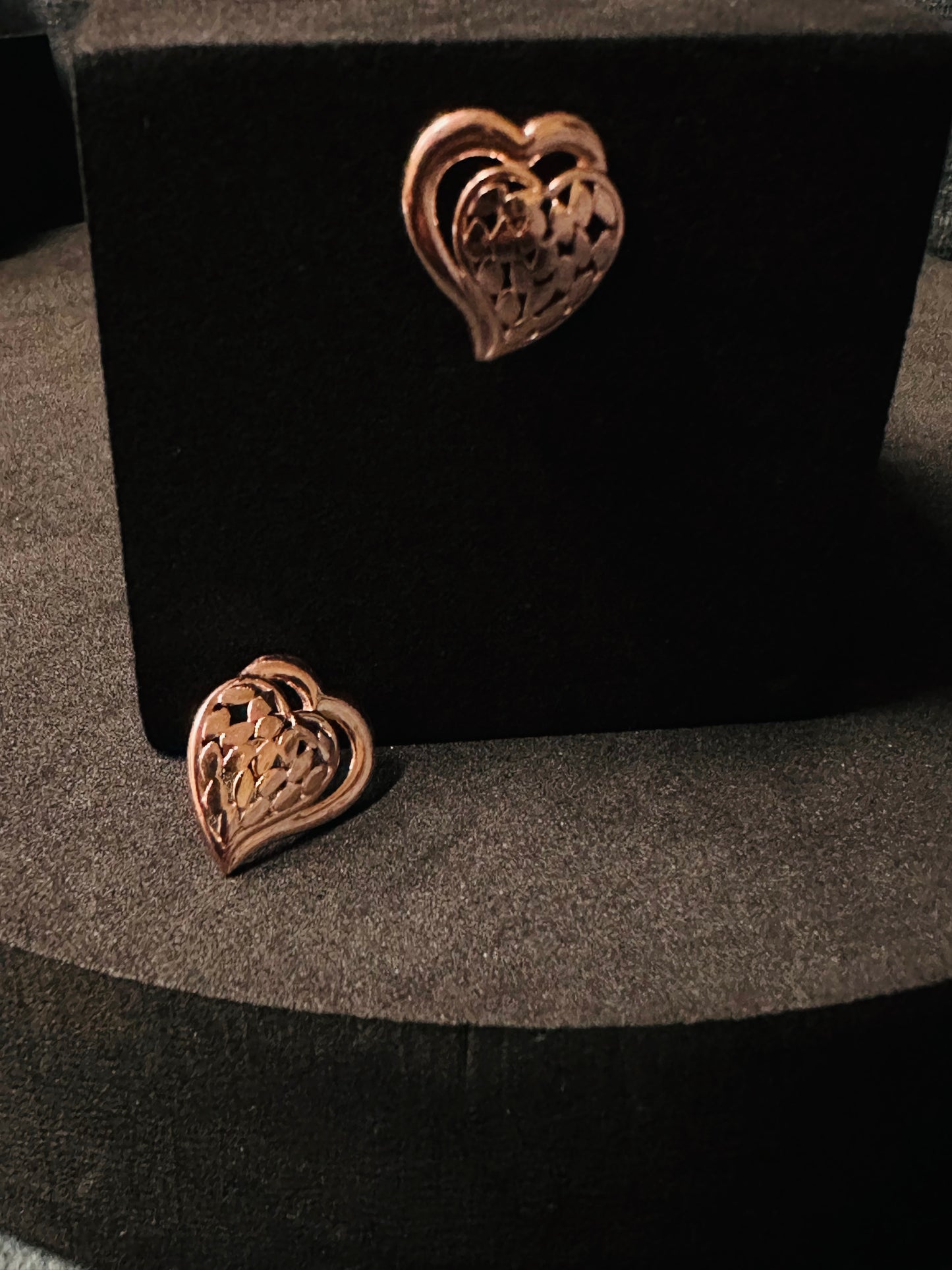 Rose gold heart studs