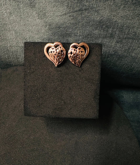 Rose gold heart studs